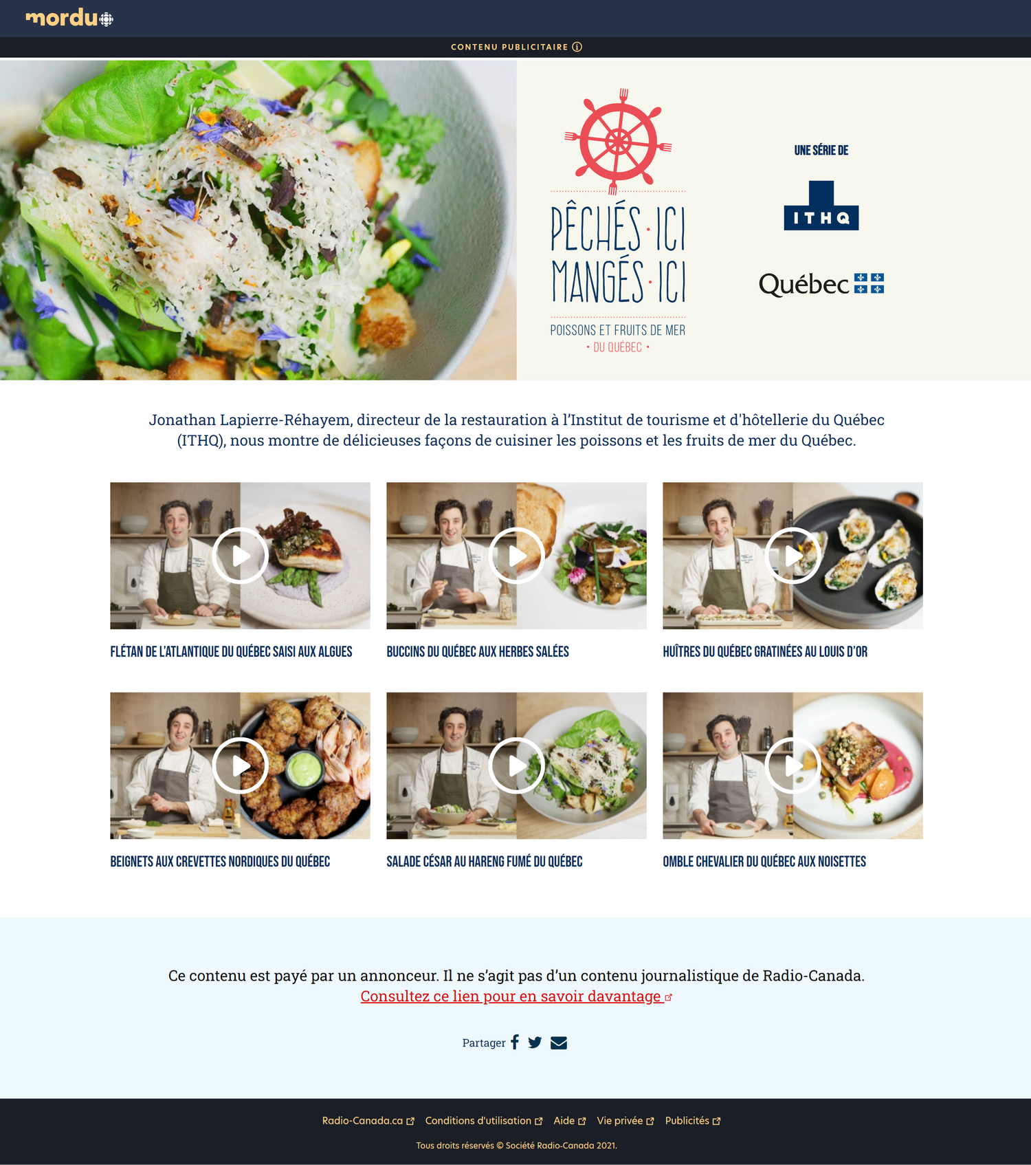 ITHQ MAPAQ STUDIO BOUFFE LES POISSOSN D'ICI GASTRONOMIQUE CONTENU BOUFFE DOP